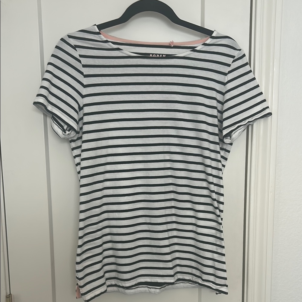 Biden Black and White Striped Women's T-Shirt Top